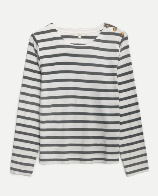 YERSE Camiseta 100% algodón rayas antracita New