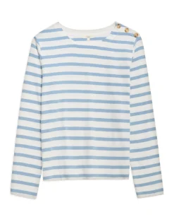 YERSE Camiseta 100% algodón rayas azul celeste New