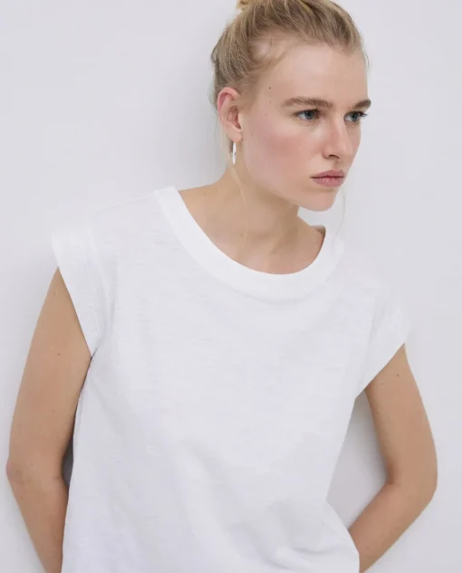 YERSE Camiseta algodón orgánico manga japonesa blanco Online
