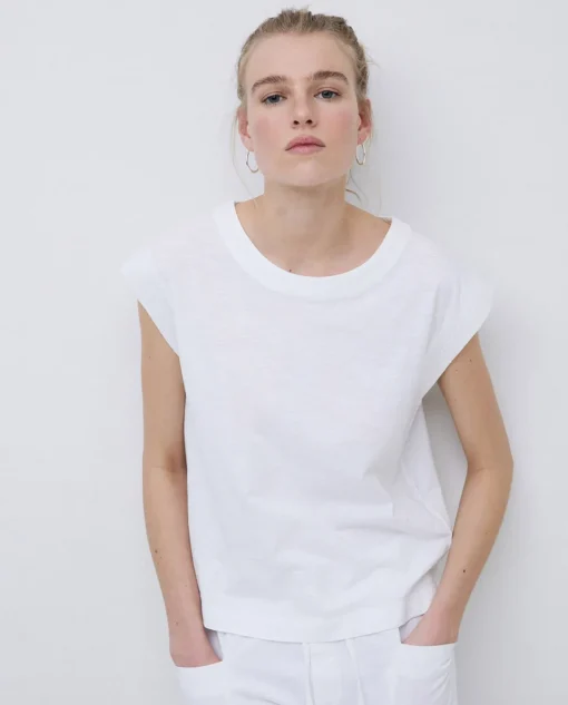 YERSE Camiseta algodón orgánico manga japonesa blanco Online