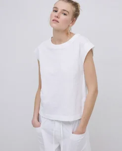 YERSE Camiseta algodón orgánico manga japonesa blanco Online
