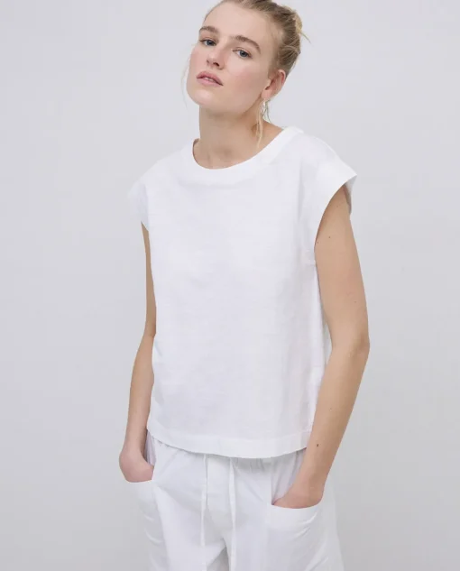 YERSE Camiseta algodón orgánico manga japonesa blanco Online