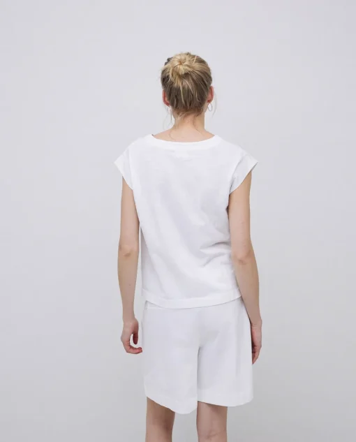 YERSE Camiseta algodón orgánico manga japonesa blanco Online