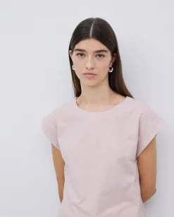YERSE Camiseta algodón orgánico manga japonesa rosa pálido Discount