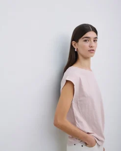 YERSE Camiseta algodón orgánico manga japonesa rosa pálido Discount