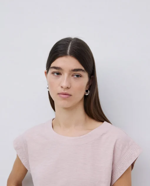 YERSE Camiseta algodón orgánico manga japonesa rosa pálido Discount