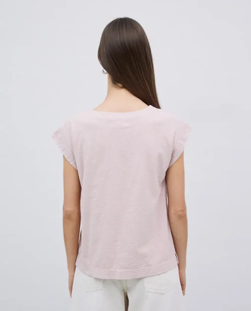 YERSE Camiseta algodón orgánico manga japonesa rosa pálido Discount