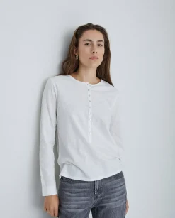 YERSE Camiseta botones 100% algodón crudo Discount