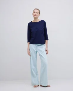 YERSE Camiseta básica 3/4 azul oscuro Outlet