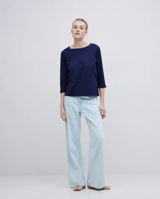YERSE Camiseta básica 3/4 azul oscuro Outlet