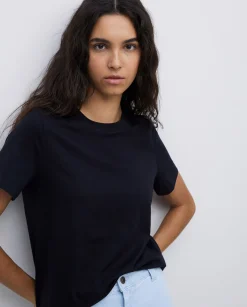 YERSE Camiseta básica cuello redondo negro New