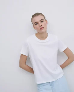 YERSE Camiseta básica cuello redondo blanco Best