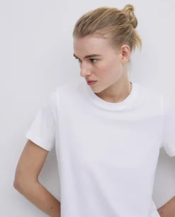 YERSE Camiseta básica cuello redondo blanco Best