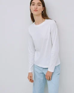 YERSE Camiseta básica manga larga blanco Best