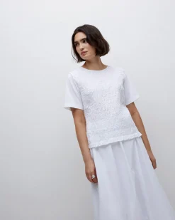 YERSE Camiseta detalle fruncidos blanco Online