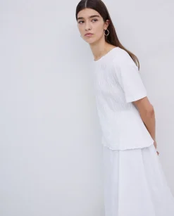 YERSE Camiseta detalle fruncidos blanco Online