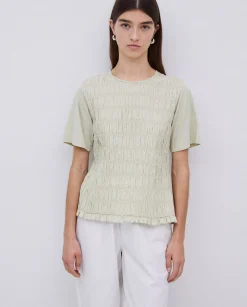 YERSE Camiseta detalle fruncidos verde aguamarina New