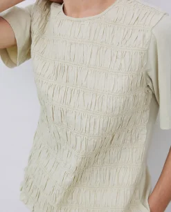 YERSE Camiseta detalle fruncidos verde aguamarina New