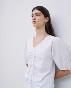 YERSE Camiseta detalle volante blanco Online