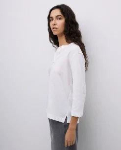 YERSE Camiseta escote panadero bordado blanco Sale