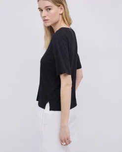 YERSE Camiseta holgada escote pico negro Discount