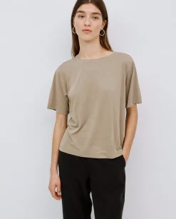 YERSE Camiseta holgada modal caqui Clearance