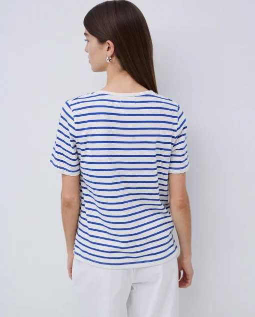 YERSE Camiseta rayas cuello pico azul royal Best