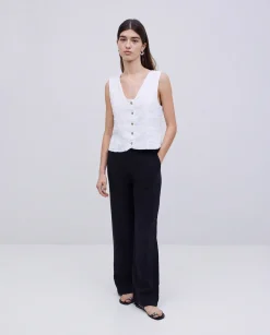 YERSE Chaleco 100% lino blanco Hot
