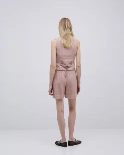YERSE Chaleco 100% lino rosa pálido Clearance