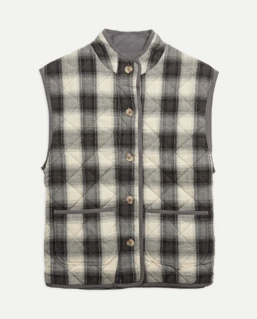 YERSE Chaleco acolchado cuadros negro New