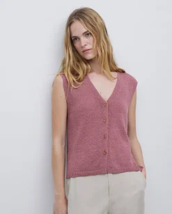 YERSE Chaleco algodón pico rosa antiguo Discount