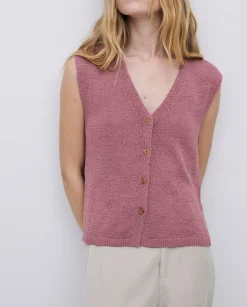 YERSE Chaleco algodón pico rosa antiguo Discount