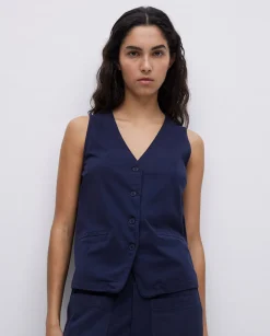 YERSE Chaleco de punto algodón azul oscuro Sale