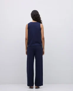 YERSE Chaleco de punto algodón azul oscuro Sale