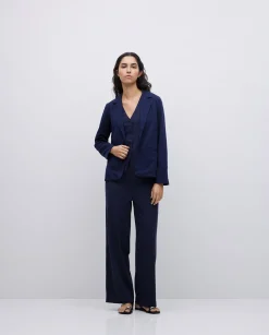 YERSE Chaleco de punto algodón azul oscuro Sale