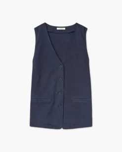 YERSE Chaleco de punto algodón azul oscuro Sale