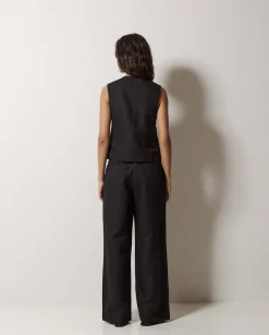 YERSE Chaleco mezcla lino negro New
