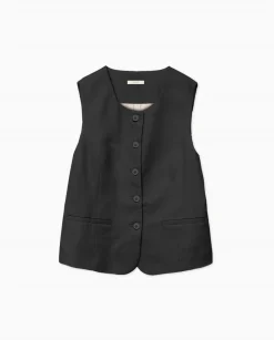 YERSE Chaleco mezcla lino negro New