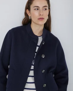 YERSE Chaqueta handmade tejido doble faz azul oscuro Fashion