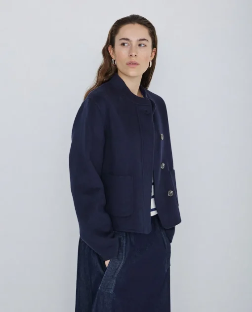 YERSE Chaqueta handmade tejido doble faz azul oscuro Fashion