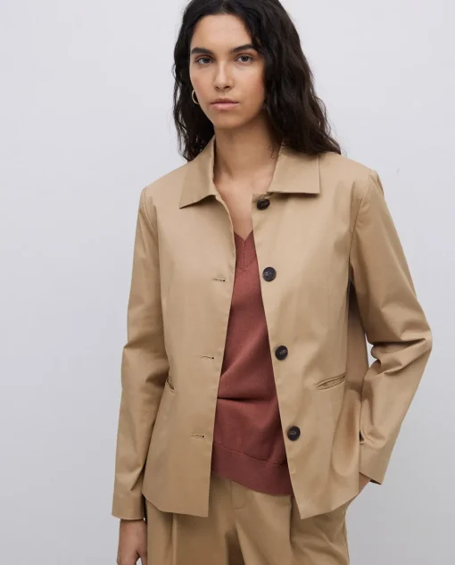 YERSE Chaqueta tejido gabardina camel Online