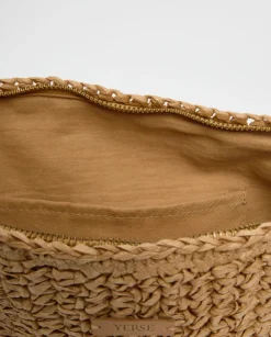 YERSE Clutch cremallera rafia natural Best