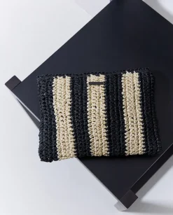YERSE Clutch rafia crudo y negro Best