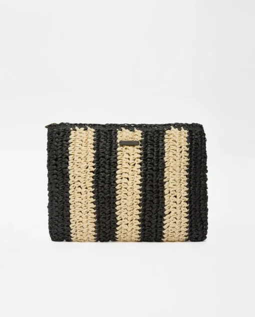 YERSE Clutch rafia crudo y negro Best