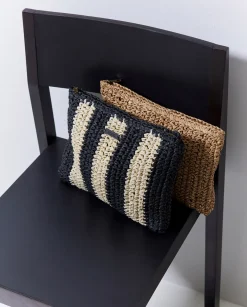 YERSE Clutch rafia crudo y negro Best