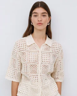 YERSE Cárdigan crochet crudo Fashion