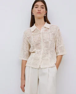 YERSE Cárdigan crochet crudo Fashion