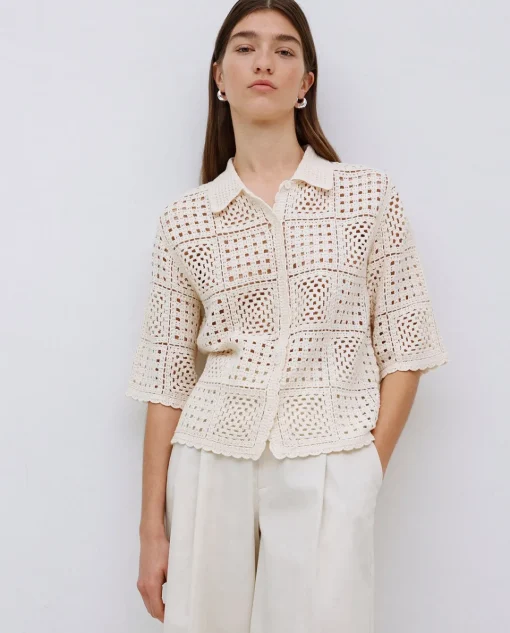 YERSE Cárdigan crochet crudo Fashion