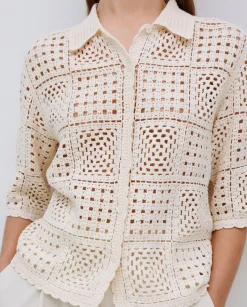 YERSE Cárdigan crochet crudo Fashion