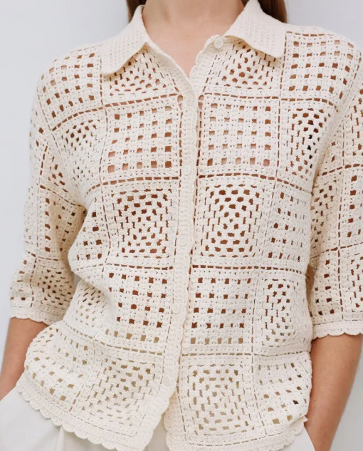 YERSE Cárdigan crochet crudo Fashion